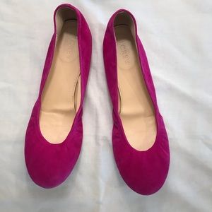 J.Crew Suede Ballet Flats Size 7.5 Anya Magenta
